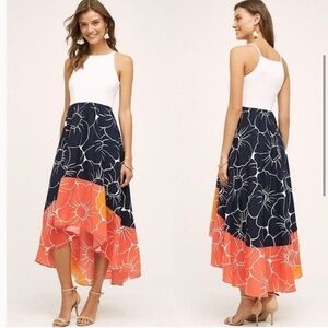 Anthropologie Hutch Ombre Orange Floral Print Dress Medium